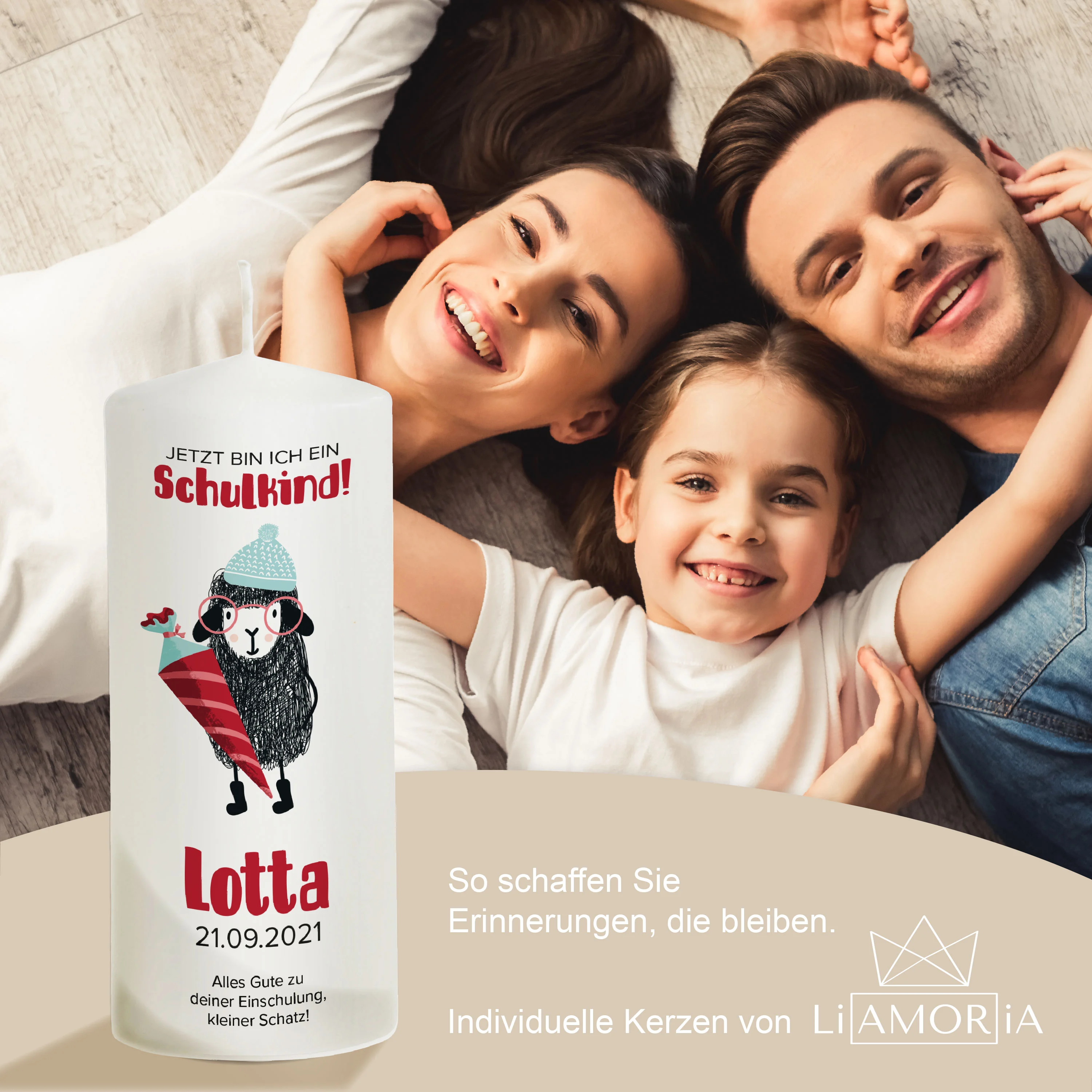 Einschulungskerze Schaf "Modell Lotta"