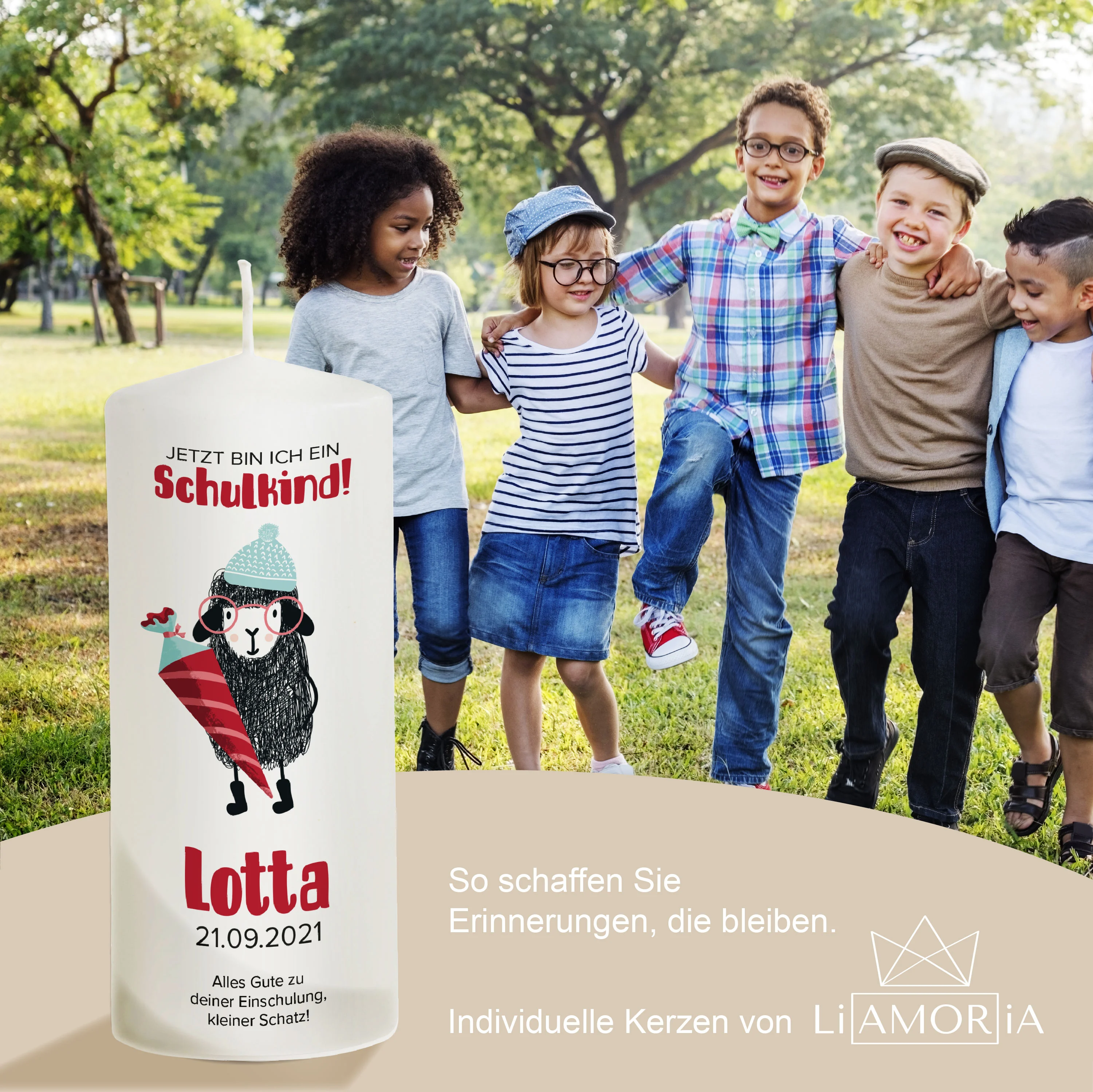 Einschulungskerze Schaf "Modell Lotta"