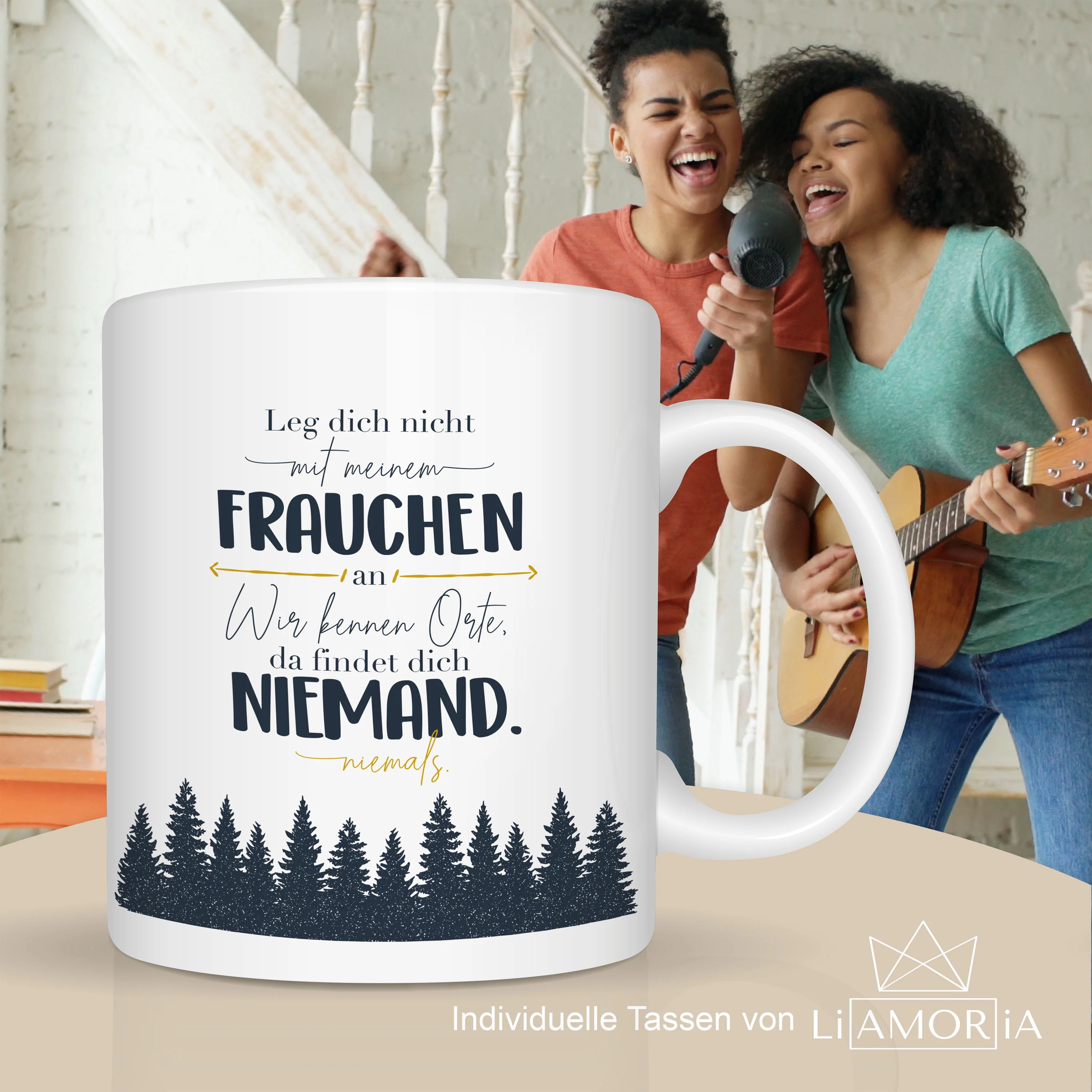 Motivtasse Leg dich nicht mit Frauchen an