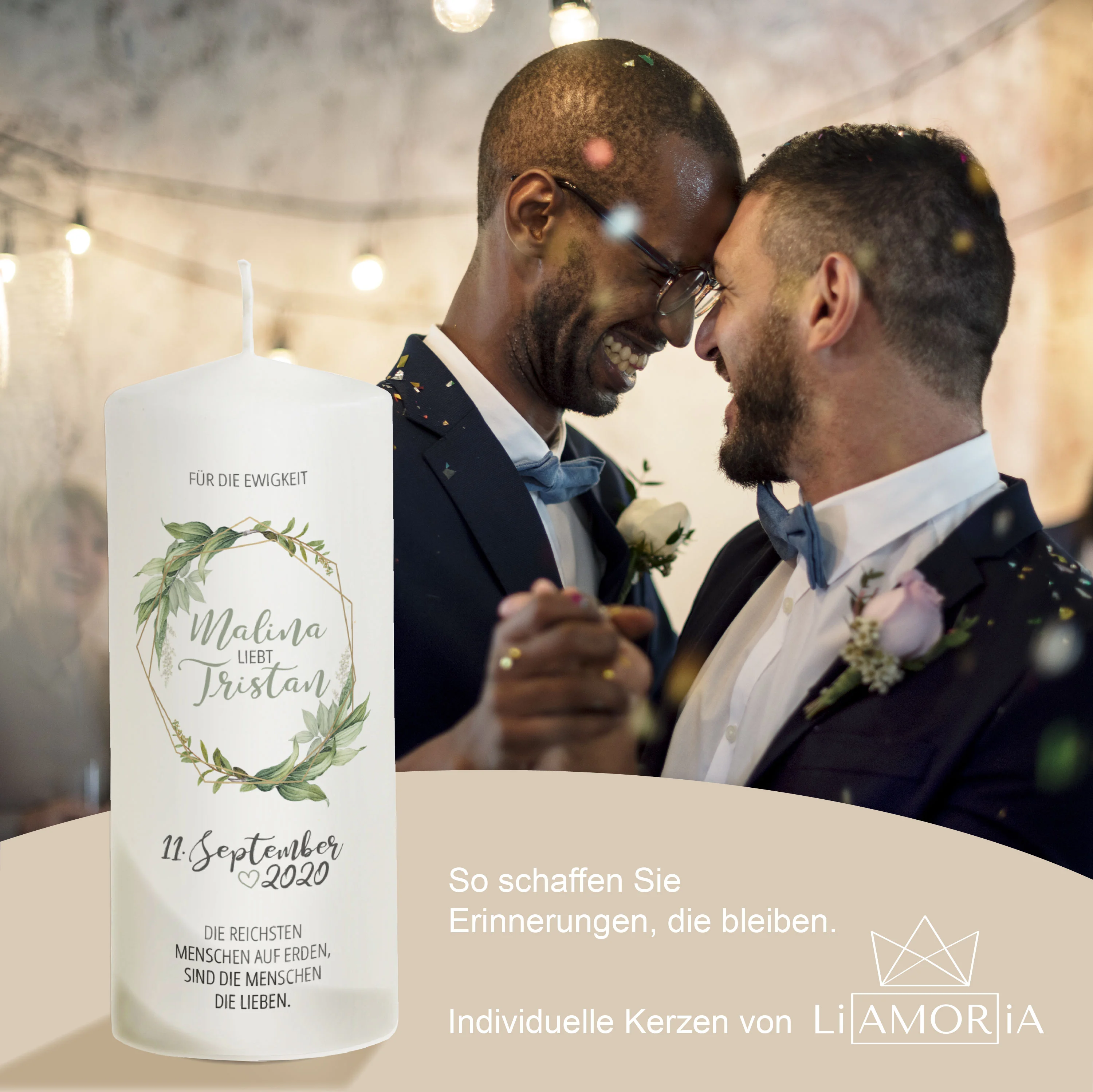 Hochzeitskerze Grün Modell "Für die Ewigkeit"