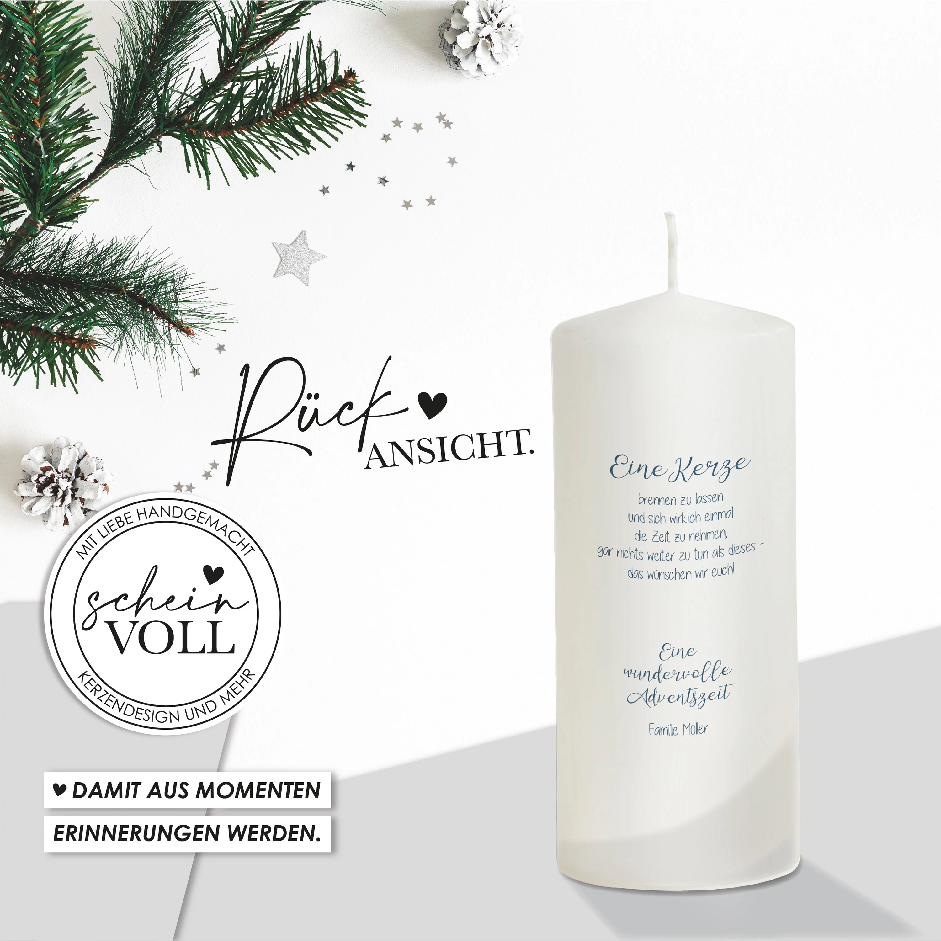 Weihnachtskerze Modell "Fröhliche Weihnachten"