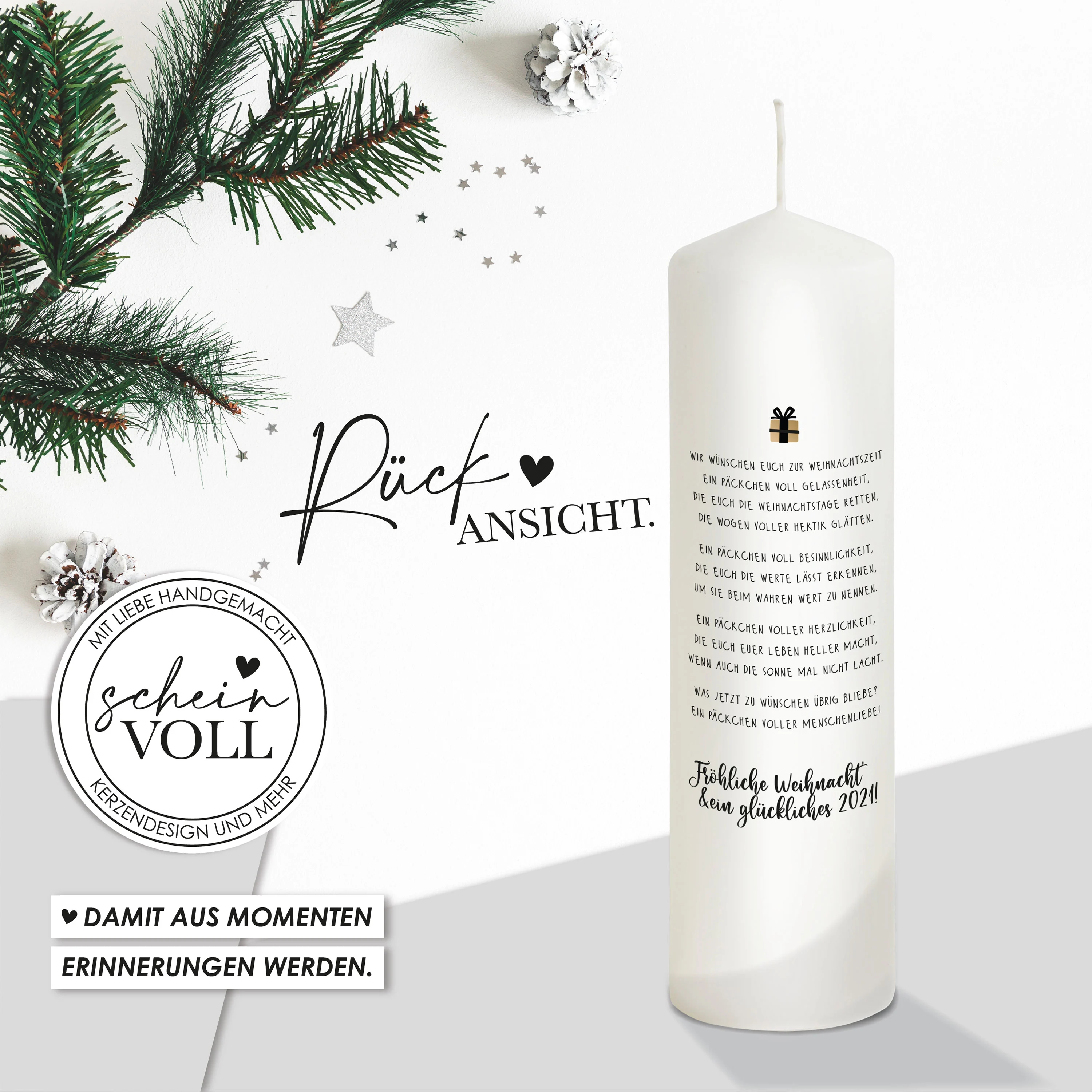 Weihnachtskerze Geschenke - personalisierbar - "Modell We wish you"