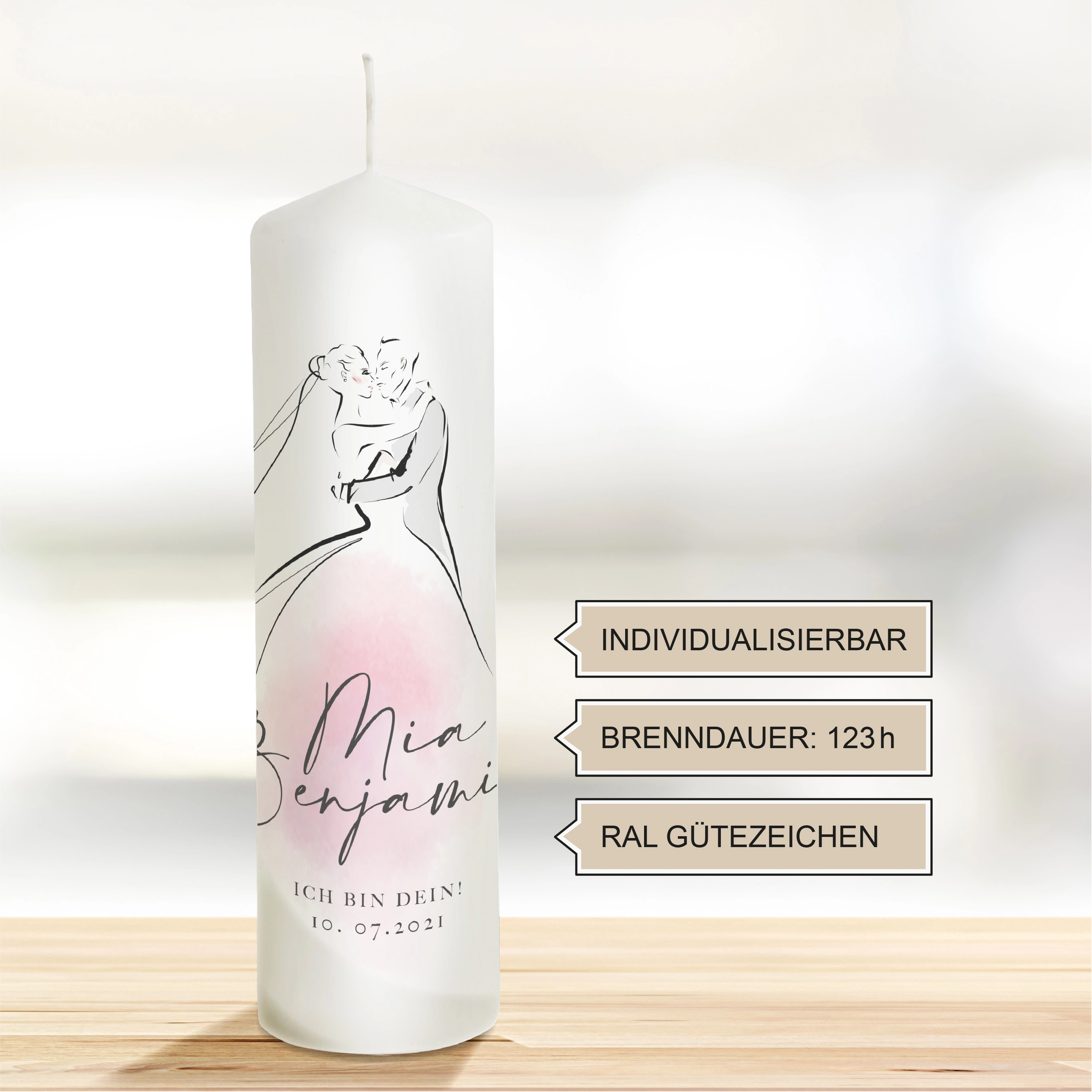 Hochzeitskerze Brautpaar "Modell Mia"