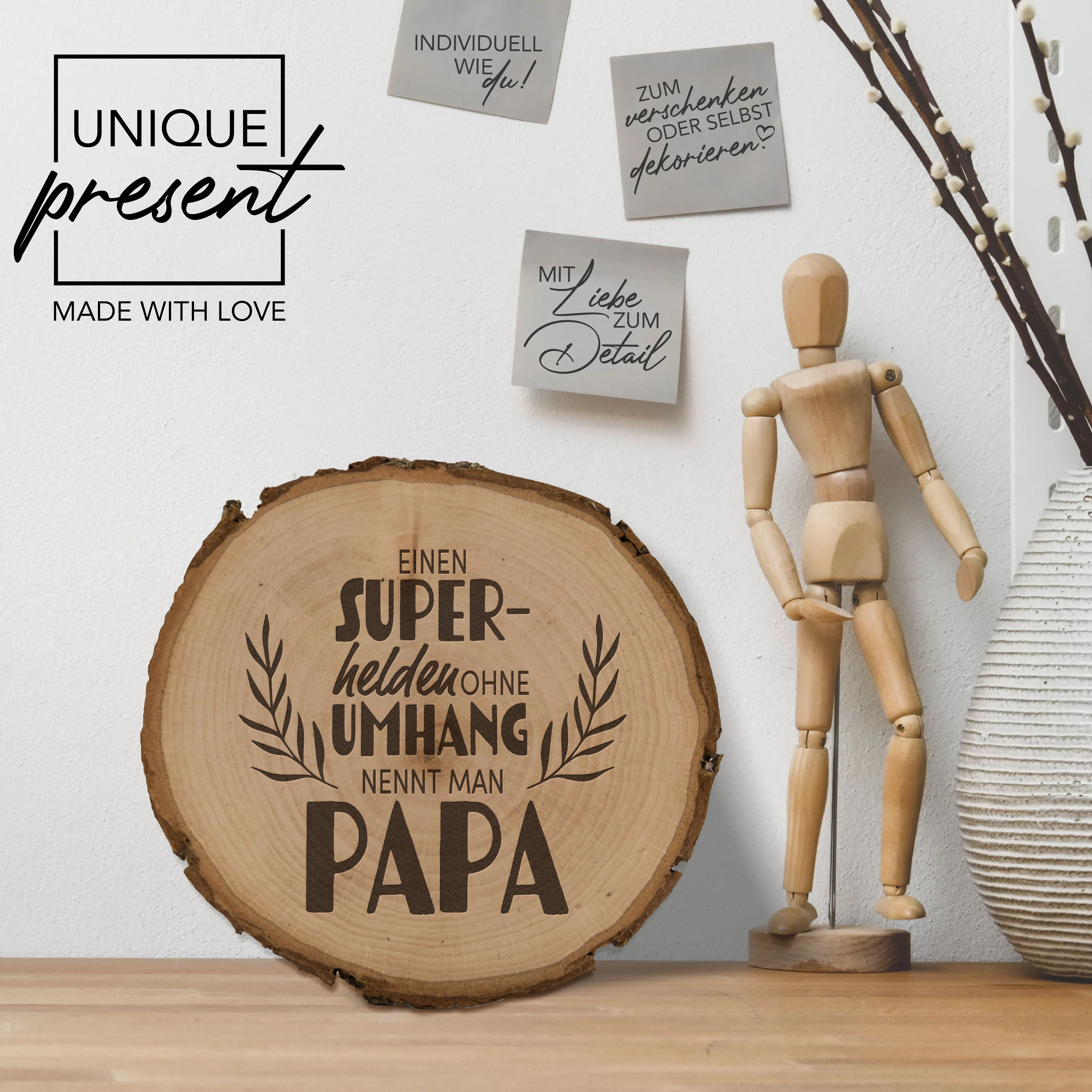 Baumscheibe Personalisiert - Papa Superheld - Geschenk für Papa