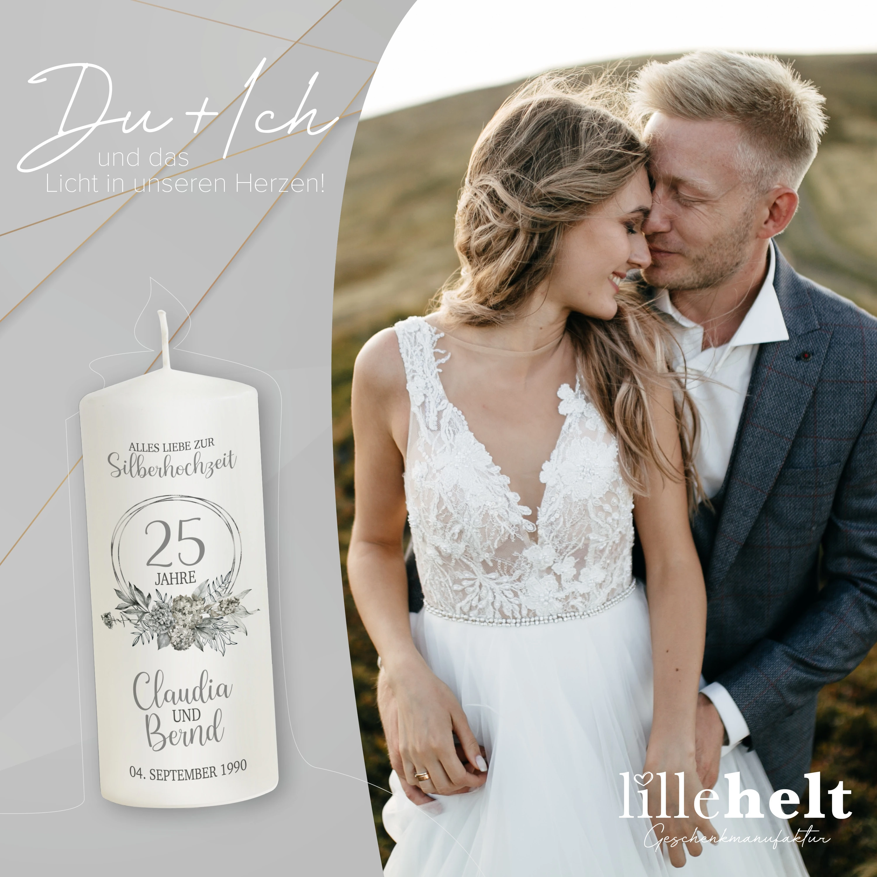 Hochzeitskerze Silberne Hochzeit Jubiläum