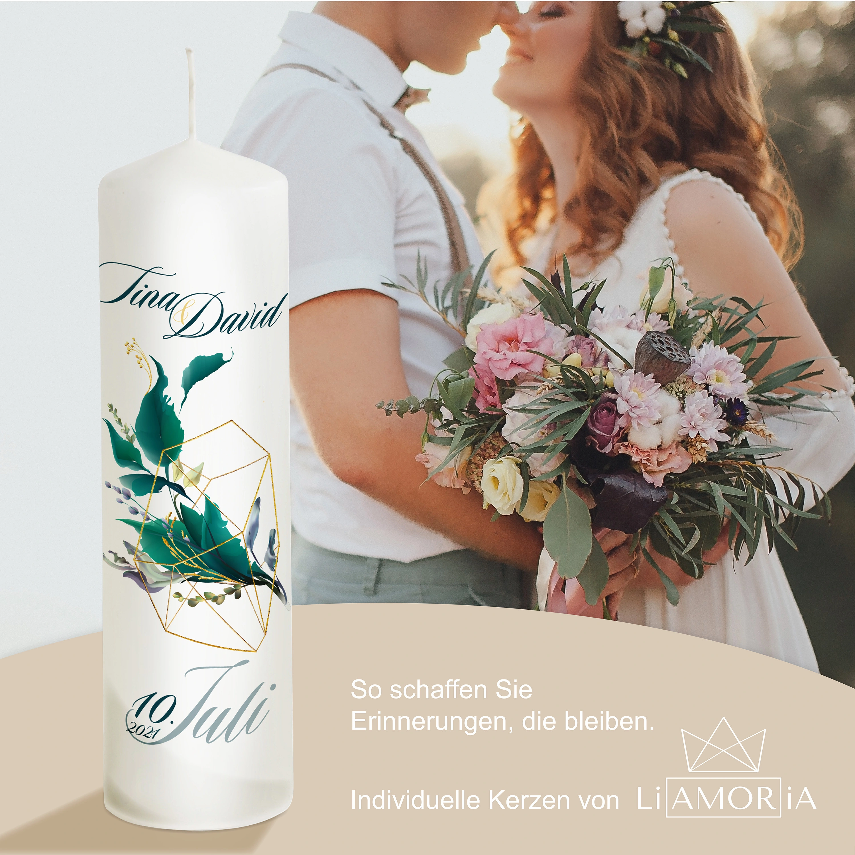 Hochzeitskerze FrameFloral "Modell Tina"