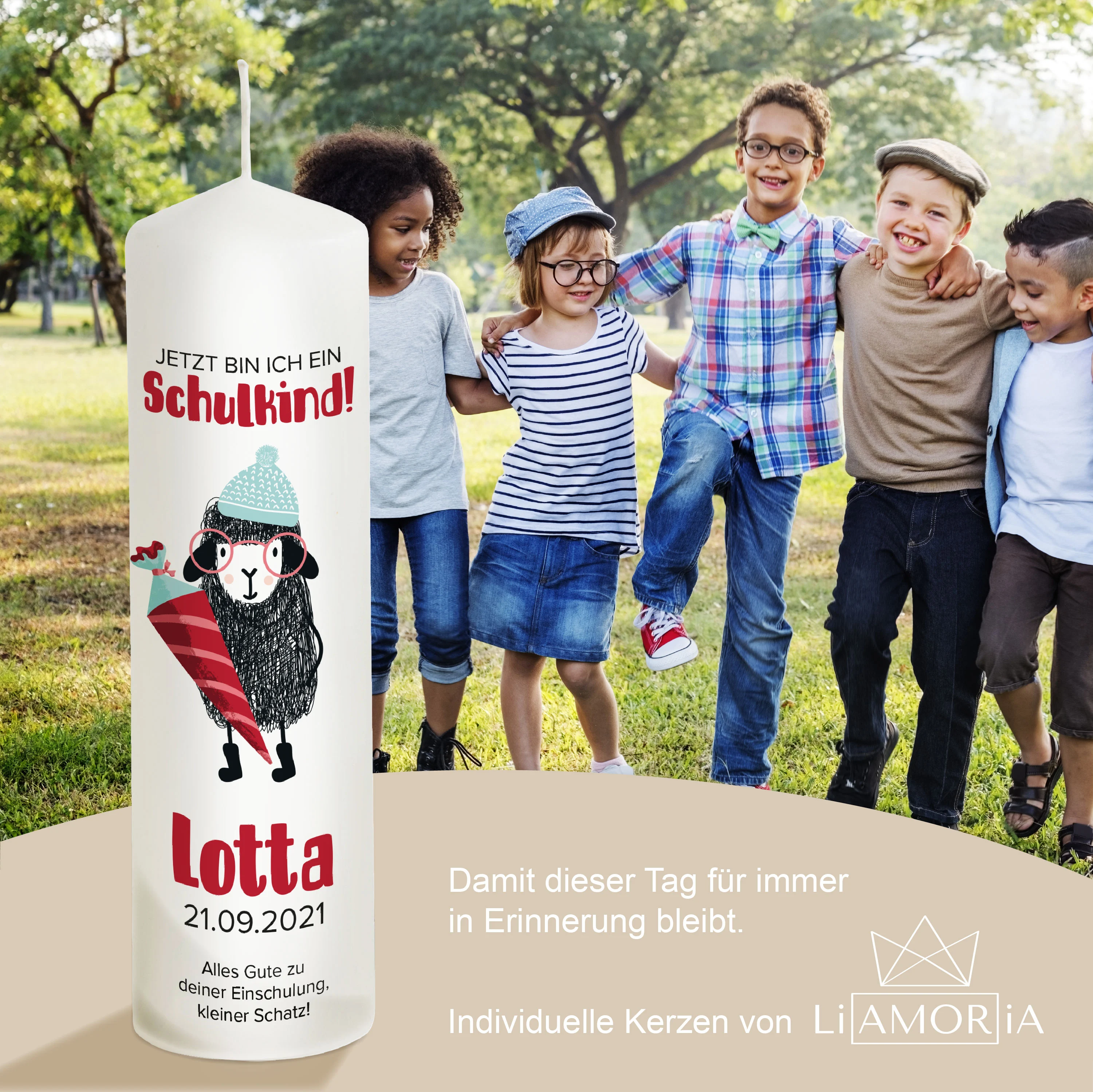 Einschulungskerze Schaf "Modell Lotta"