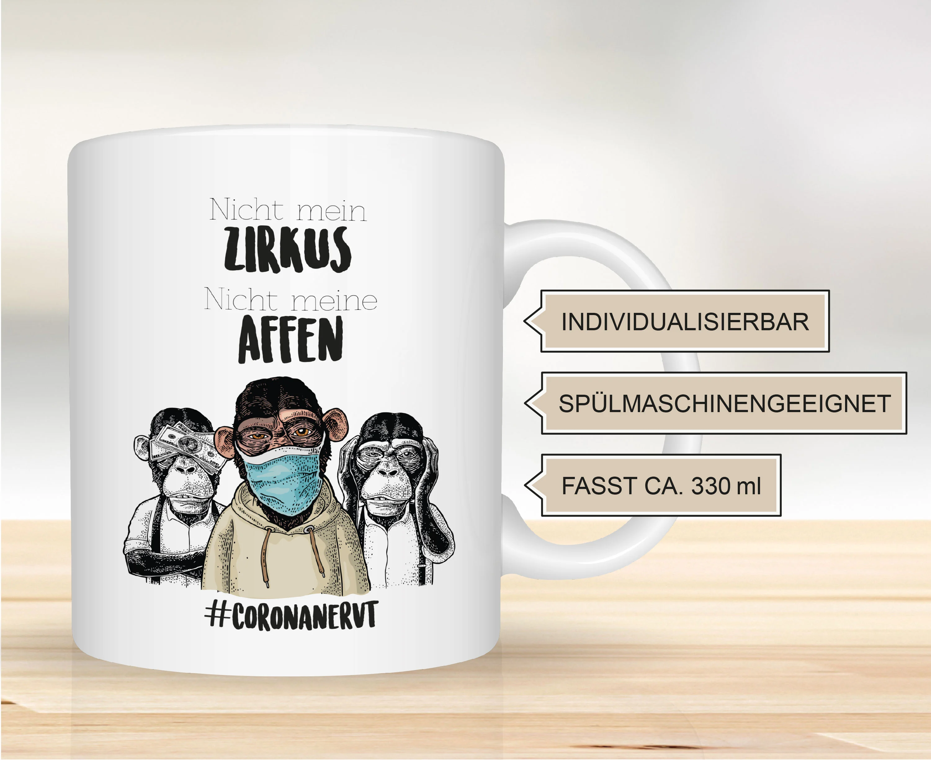 Lustige Tasse nicht mein Zirkus nicht meine Affen