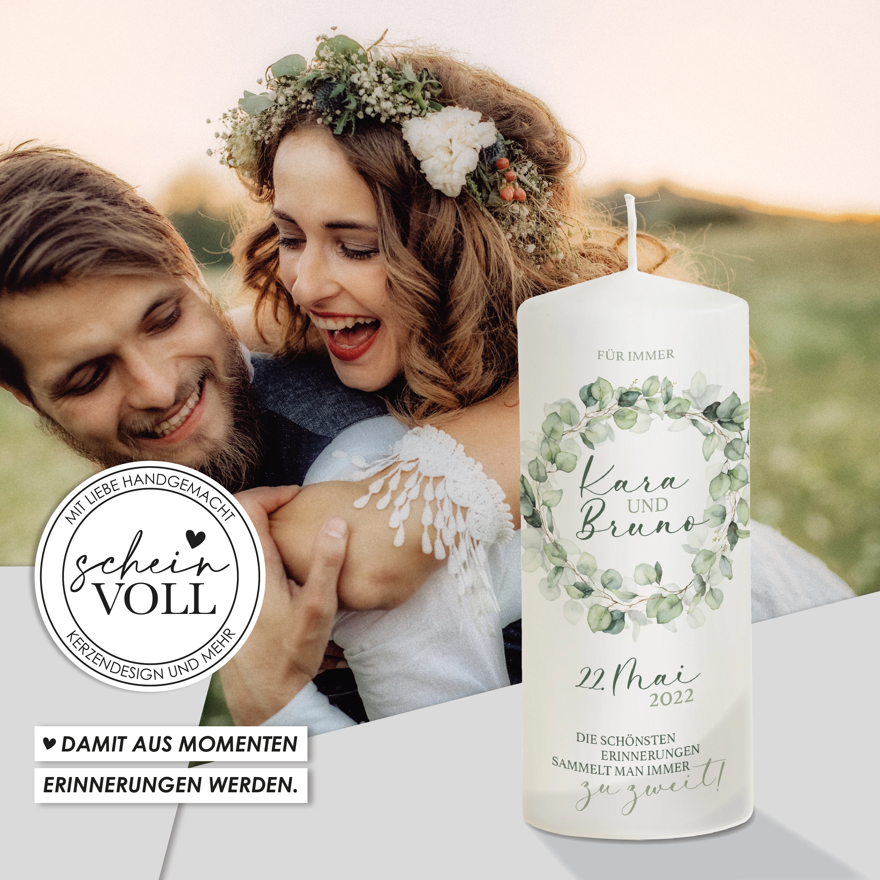 Hochzeitskerze Greenery Circle