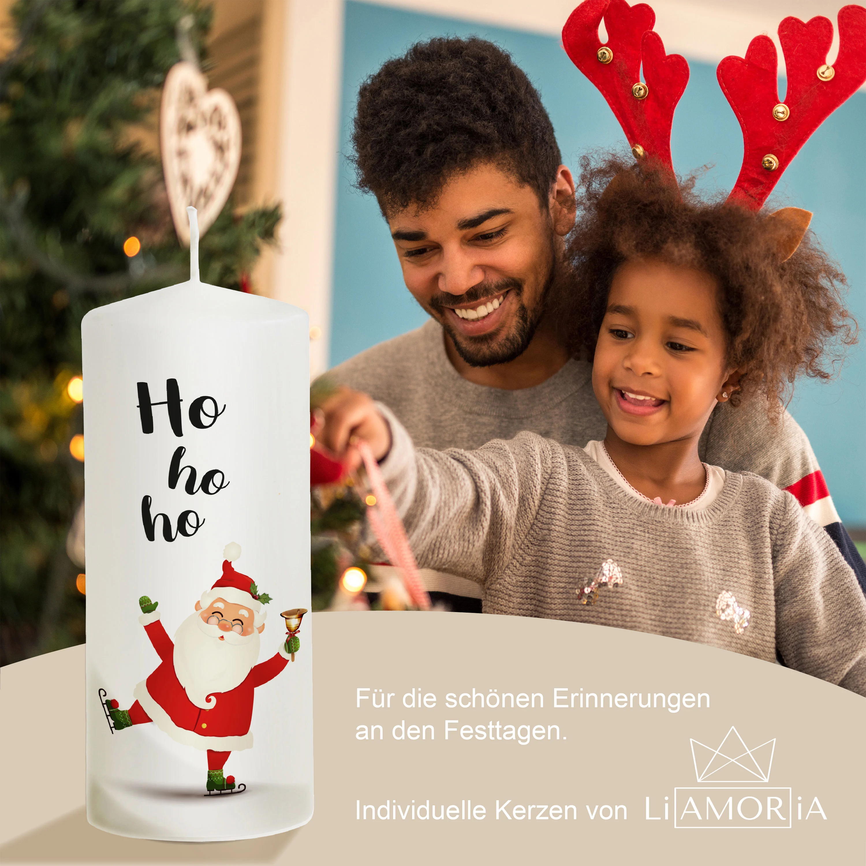 Weihnachtskerze Weihnachtsmann - mit Rückseite - "Modell Weihnachtsmann"