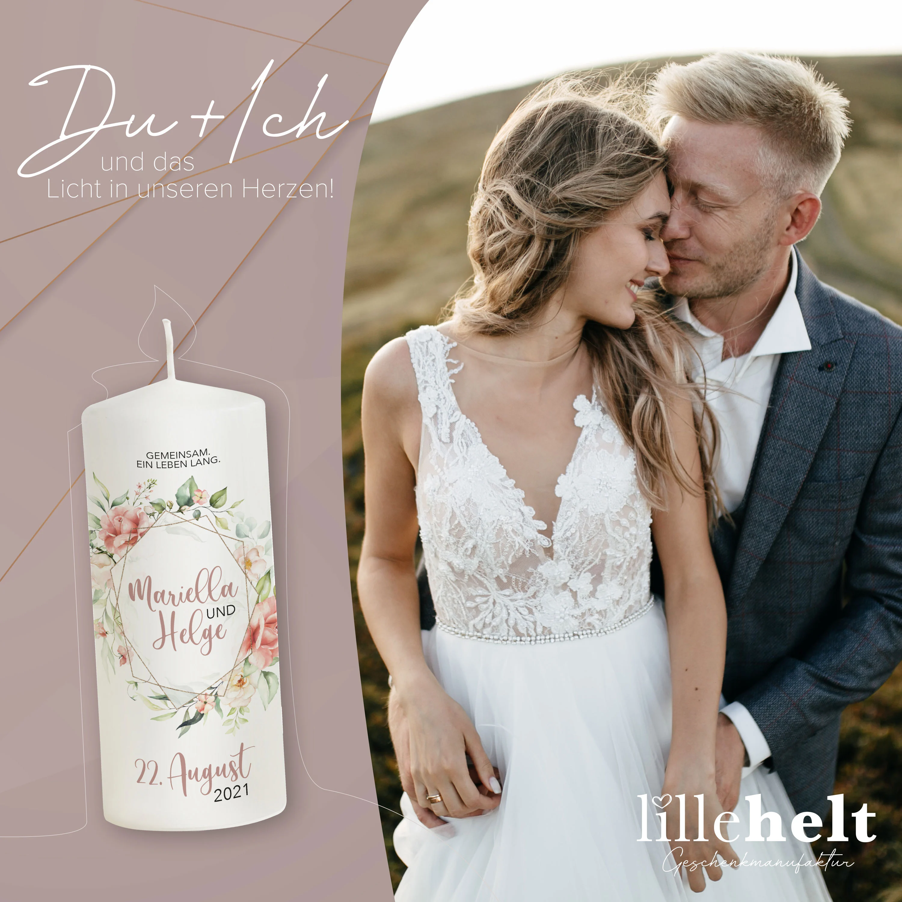 Hochzeitskerze Watercolor Floral