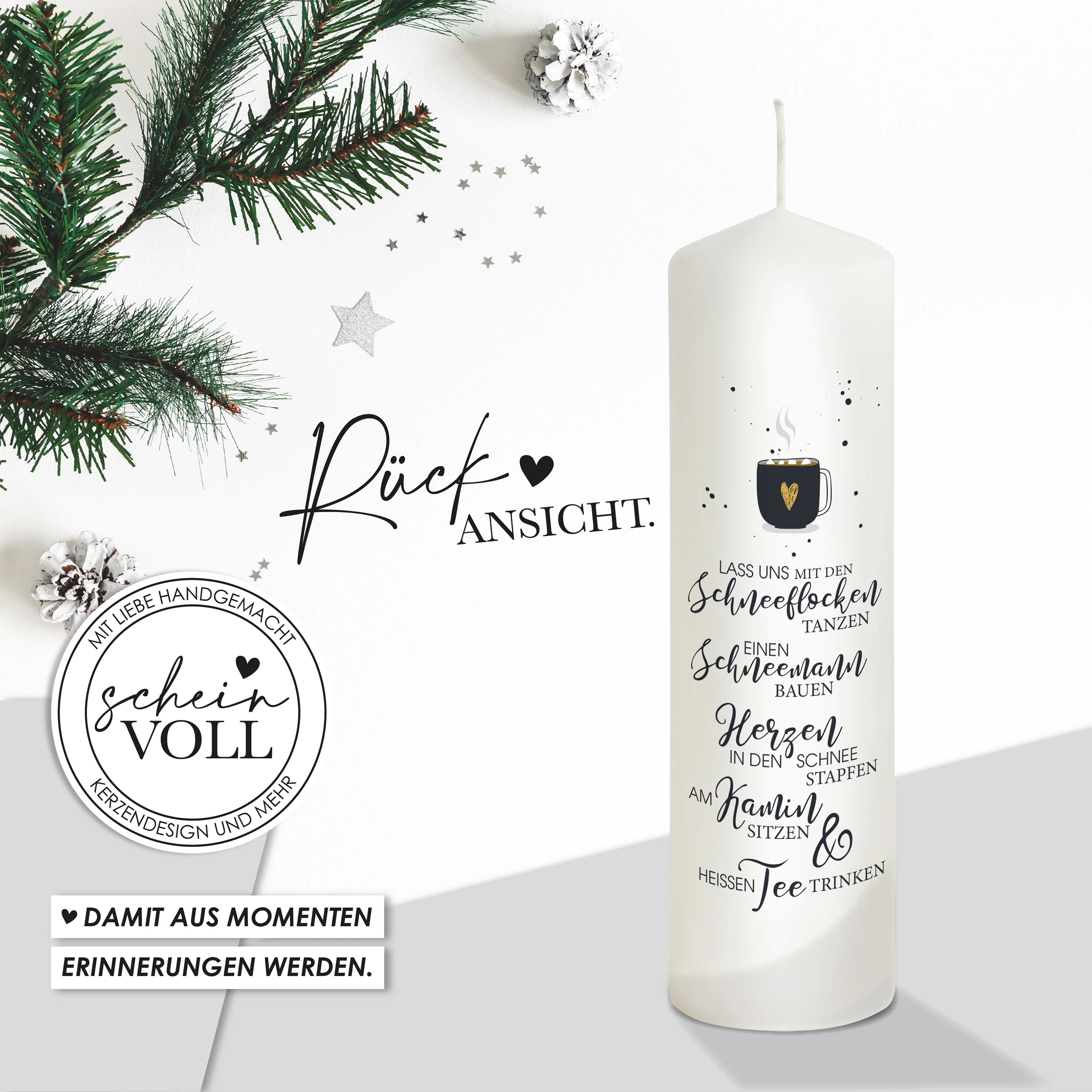 Weihnachtskerze Fuchs - personalisierbar - "Modell Cold outside"