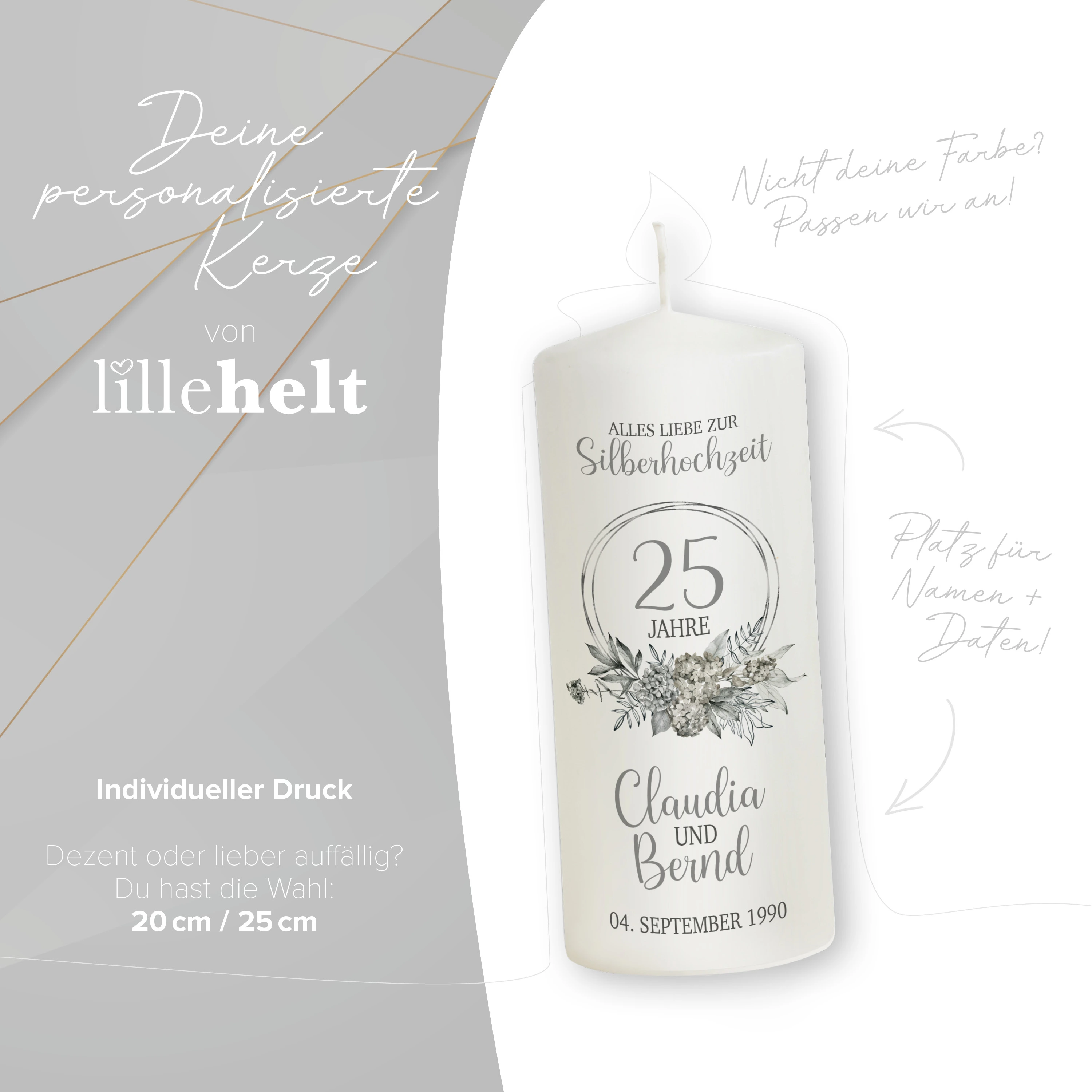 Hochzeitskerze Silberne Hochzeit Jubiläum