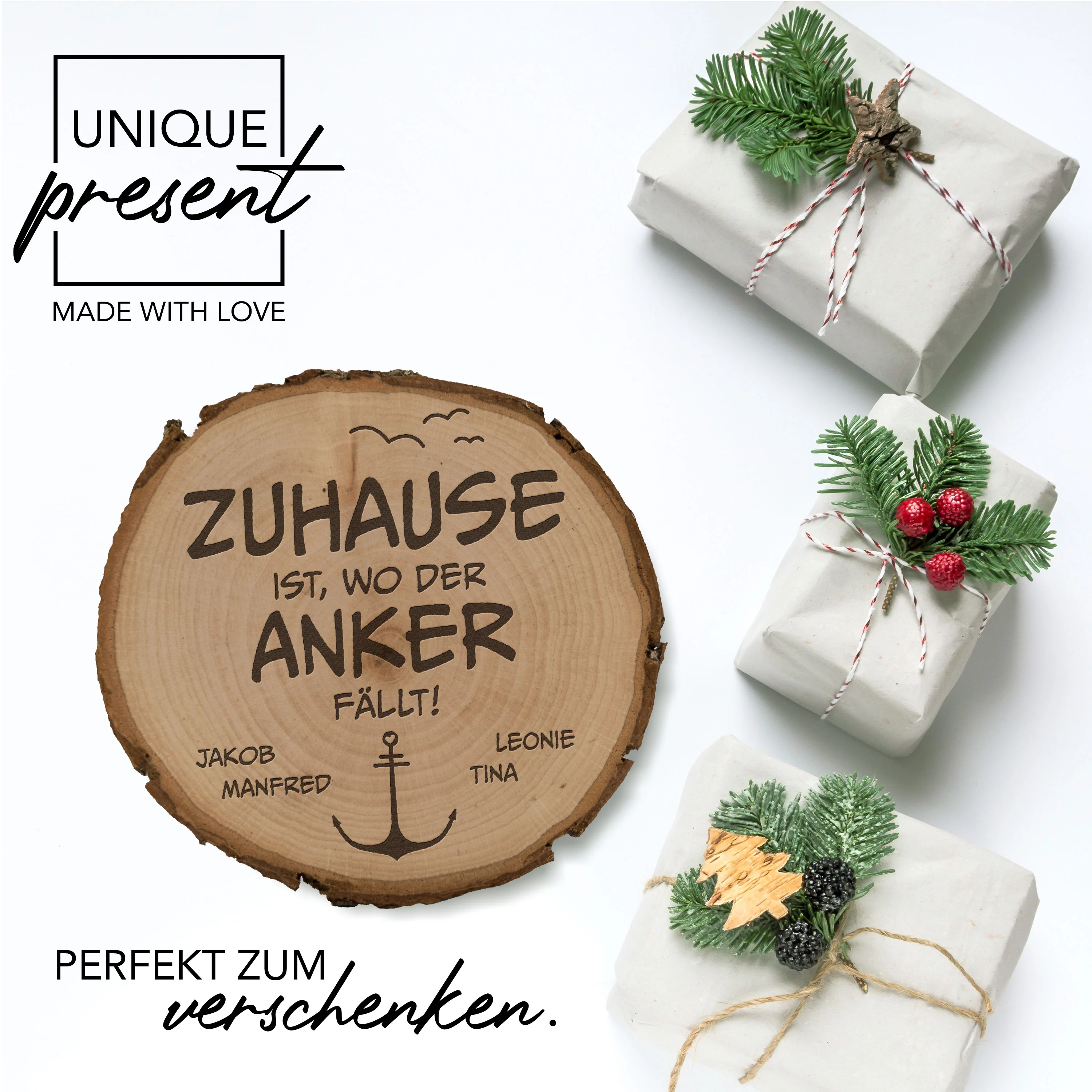 Baumscheibe Personalisiert - Anker - Paargeschenk