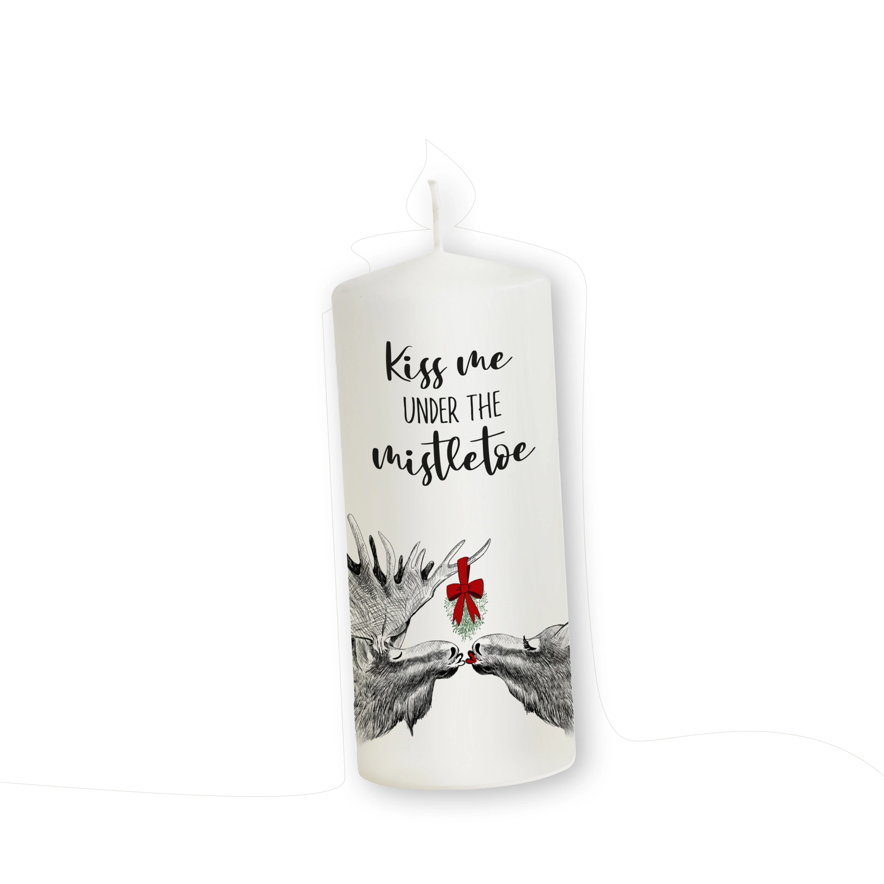 Weihnachtskerze Elche - Kiss me under the mistletoe