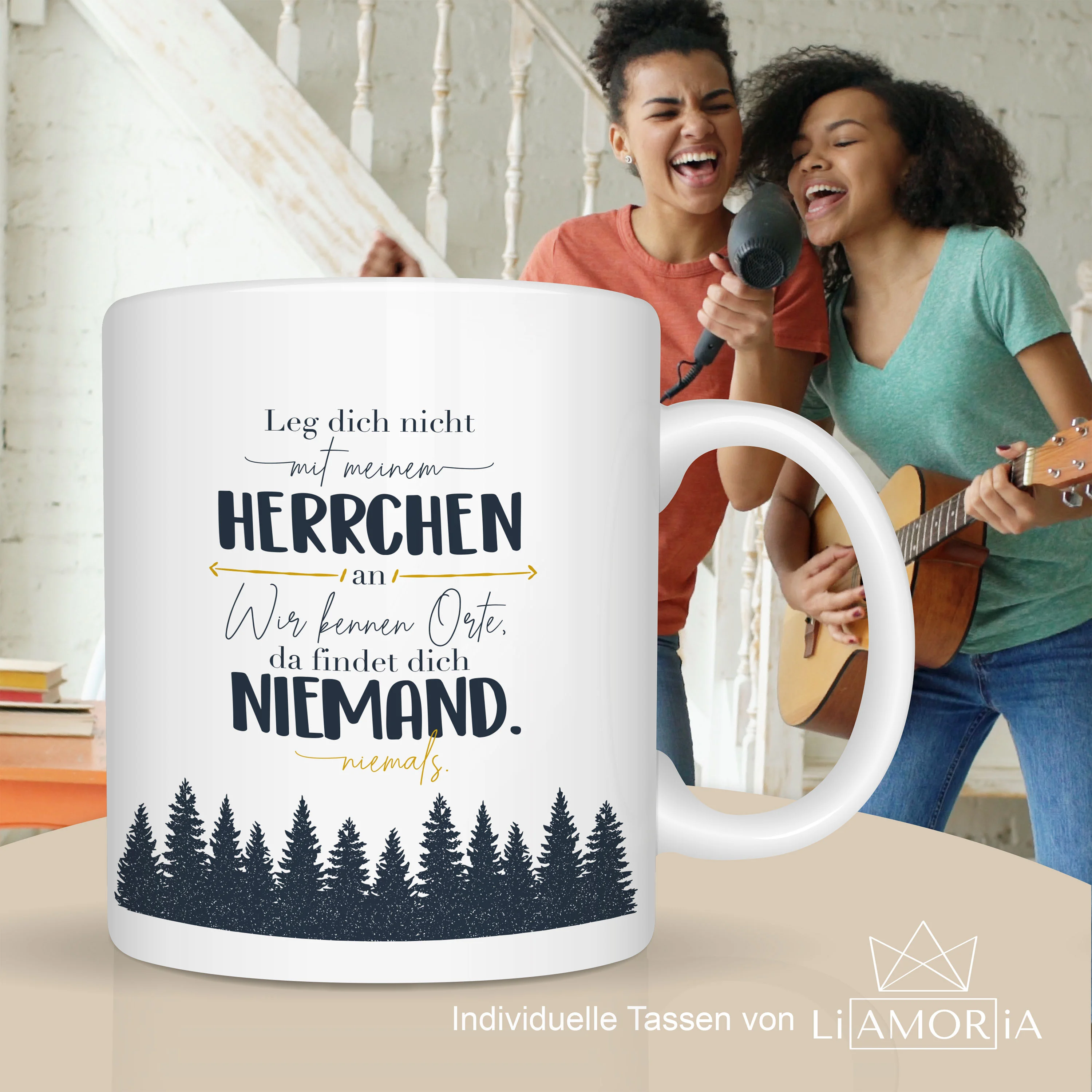 Motivtasse Leg dich nicht mit Herrchen an