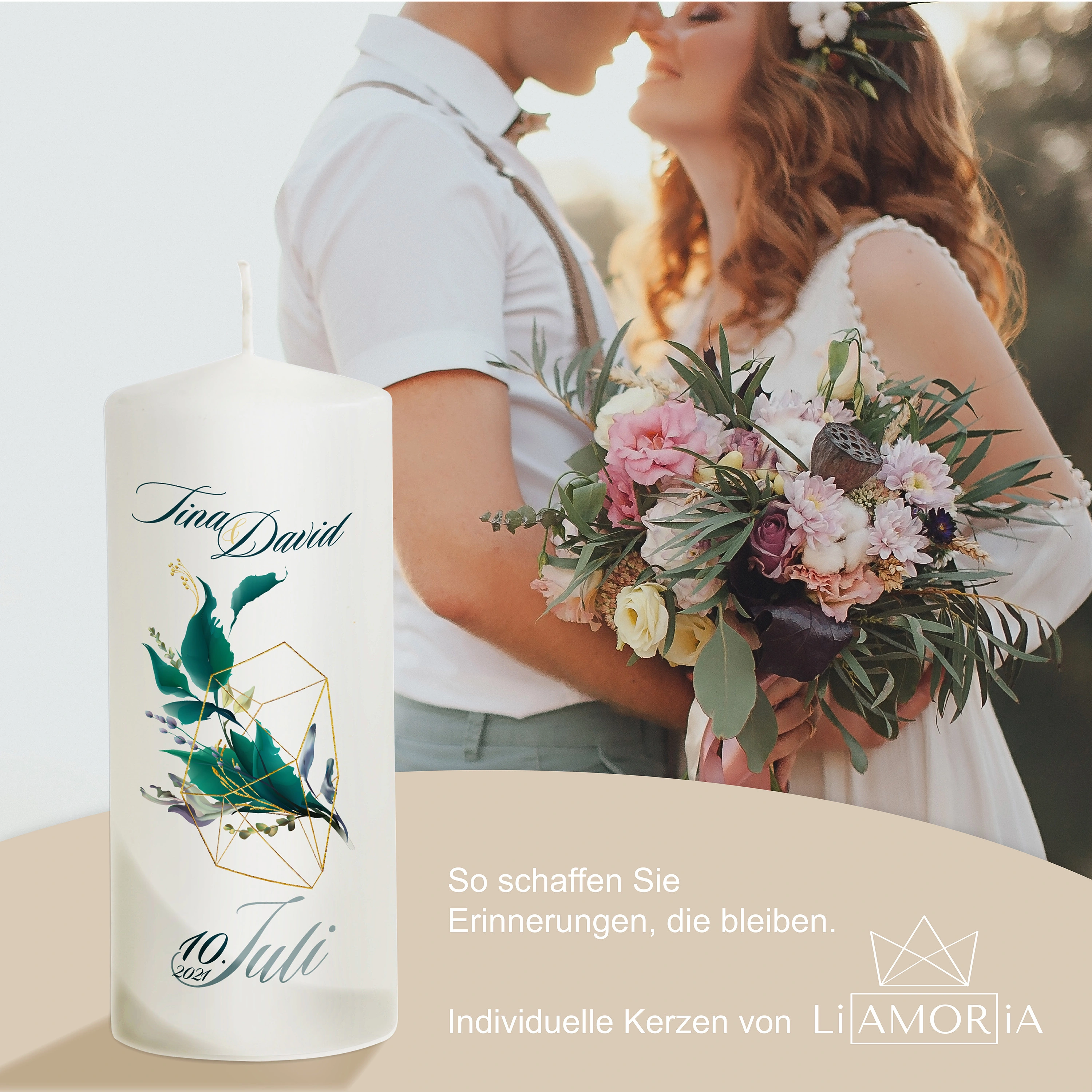 Hochzeitskerze FrameFloral "Modell Tina"