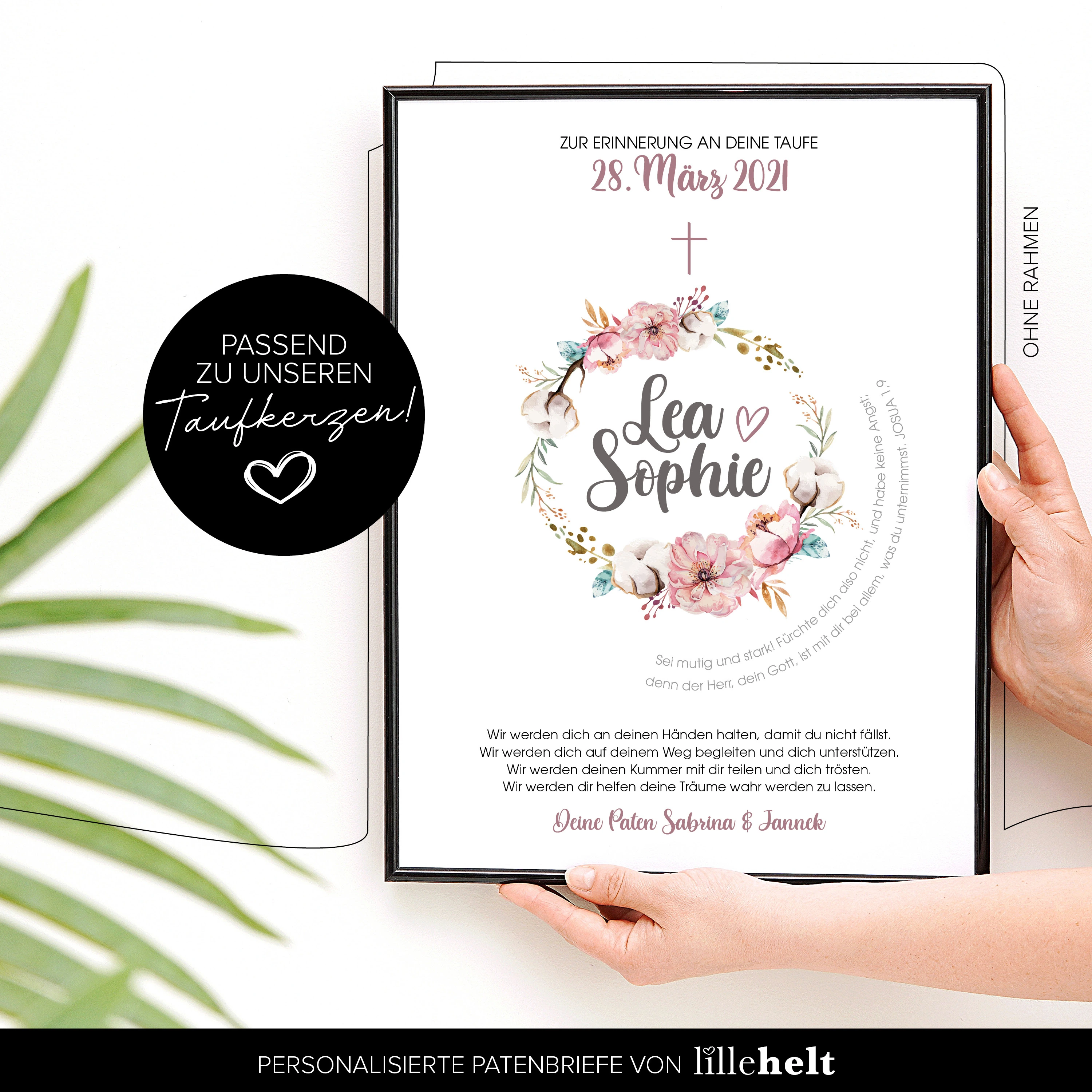 Patenbrief Taufe Blumenkranz Lea Sophie