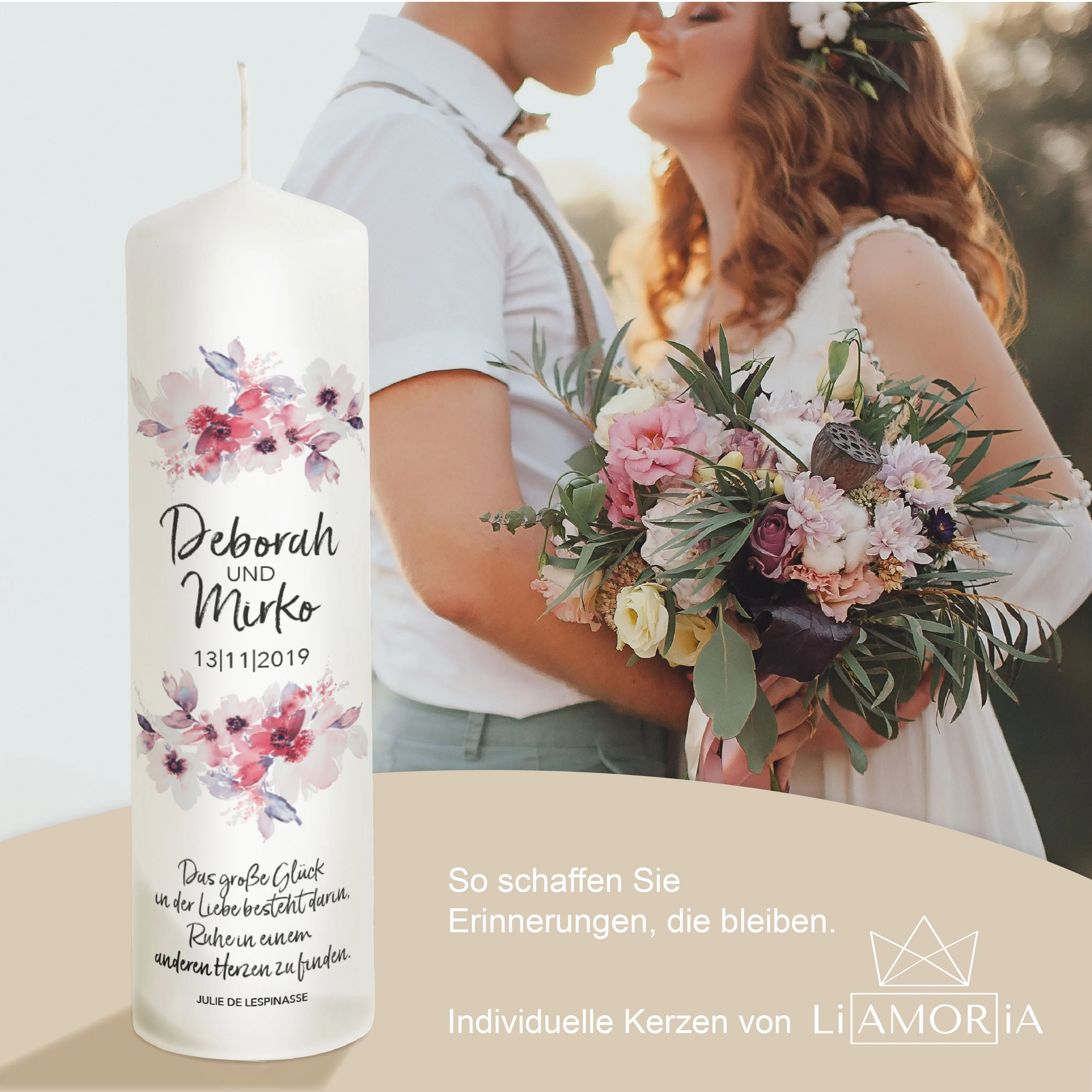 Hochzeitskerze Blumen Modell Deborah