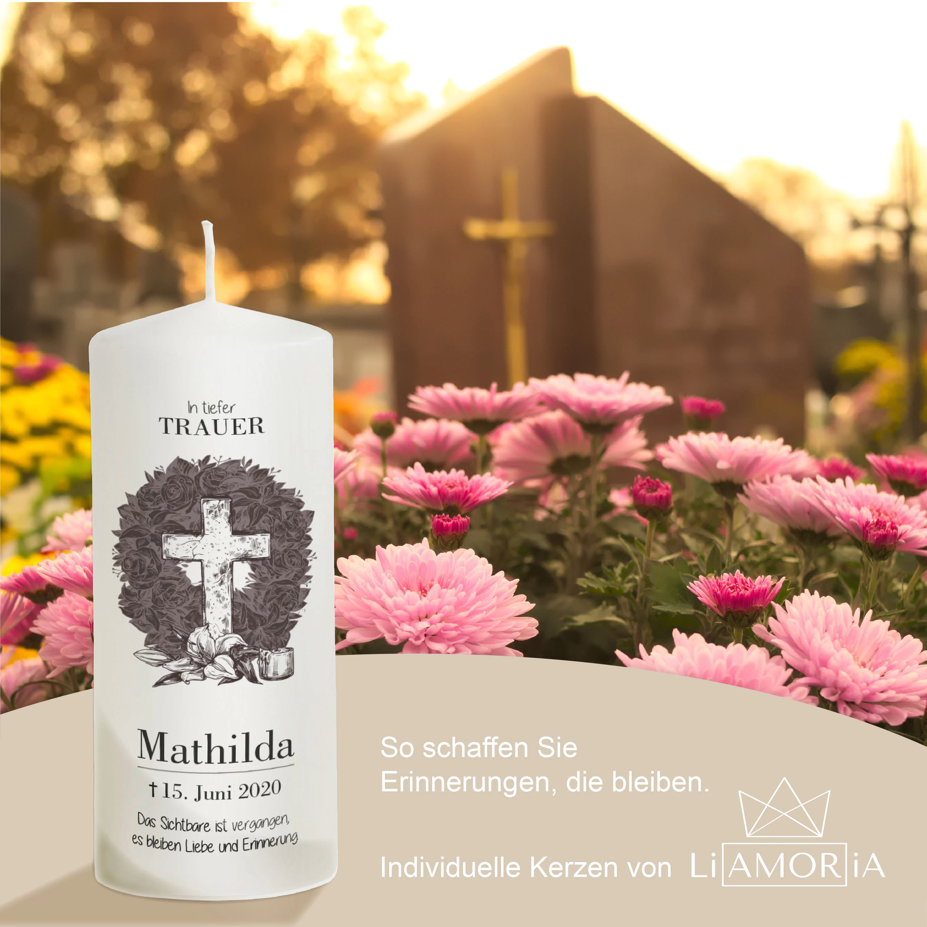 Trauerkerze Kreuz Mathilda