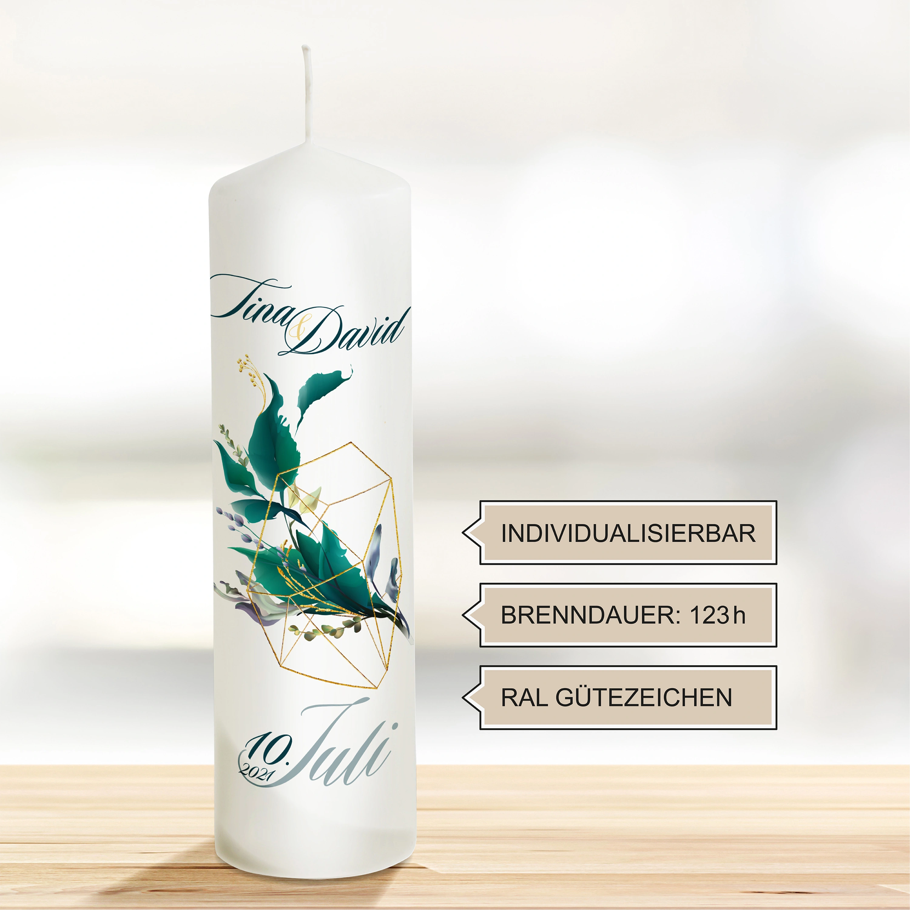 Hochzeitskerze FrameFloral "Modell Tina"