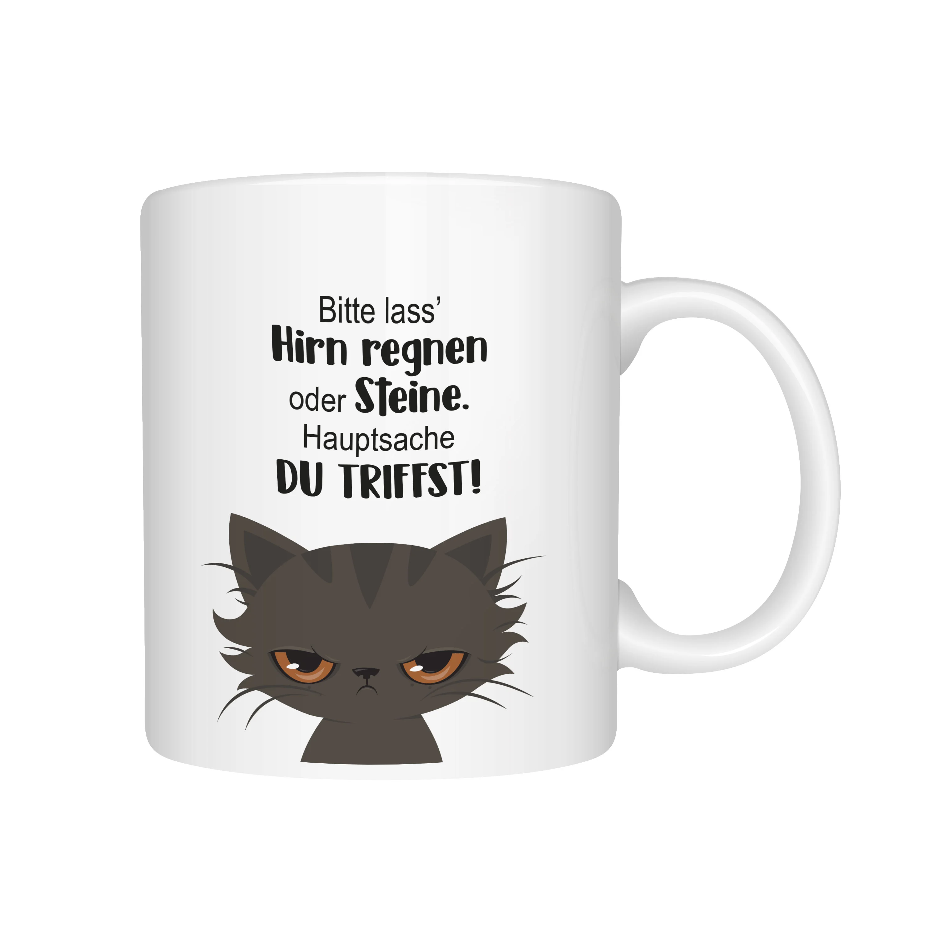 Tasse Katze Lass Hirn regnen