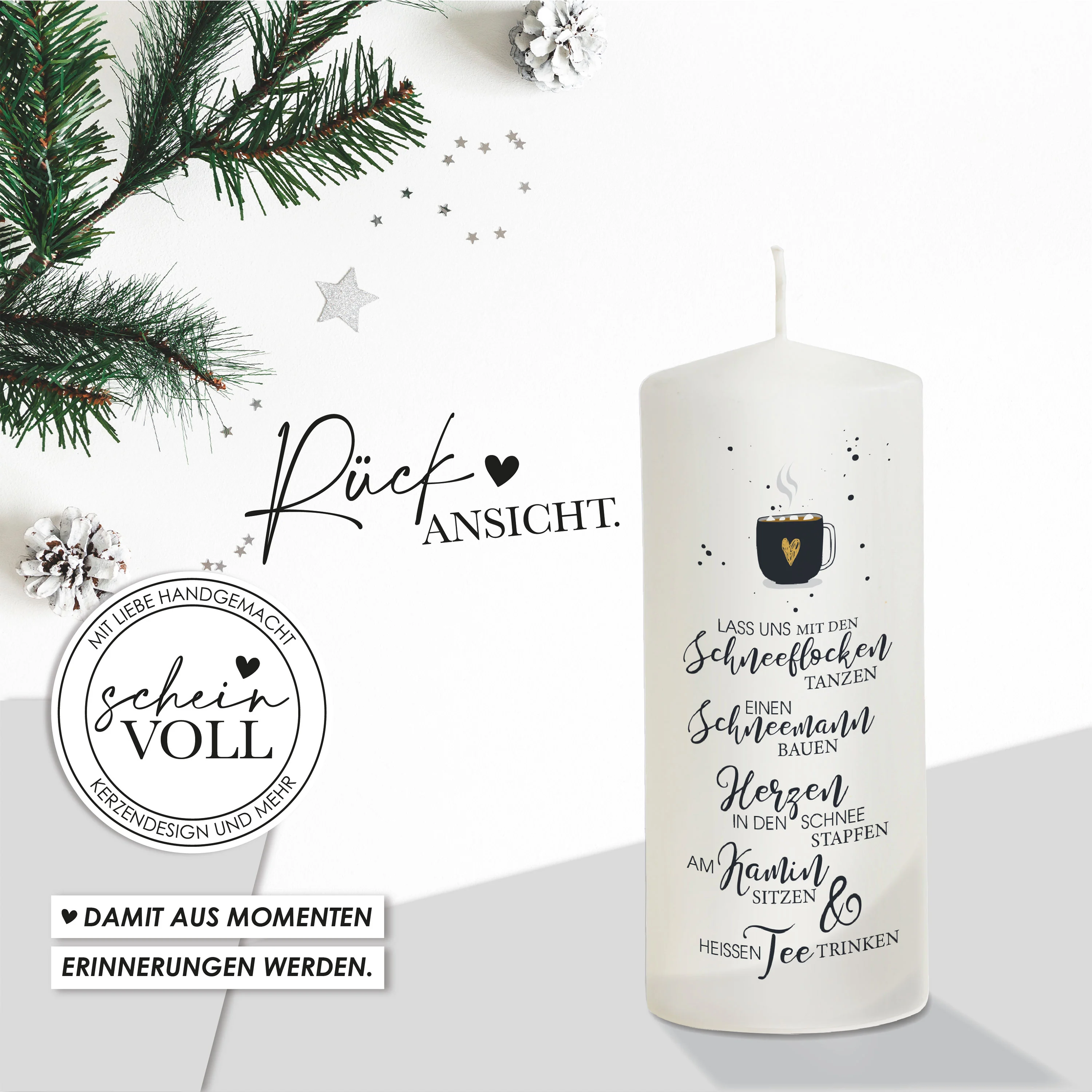 Weihnachtskerze Fuchs - personalisierbar - "Modell Cold outside"