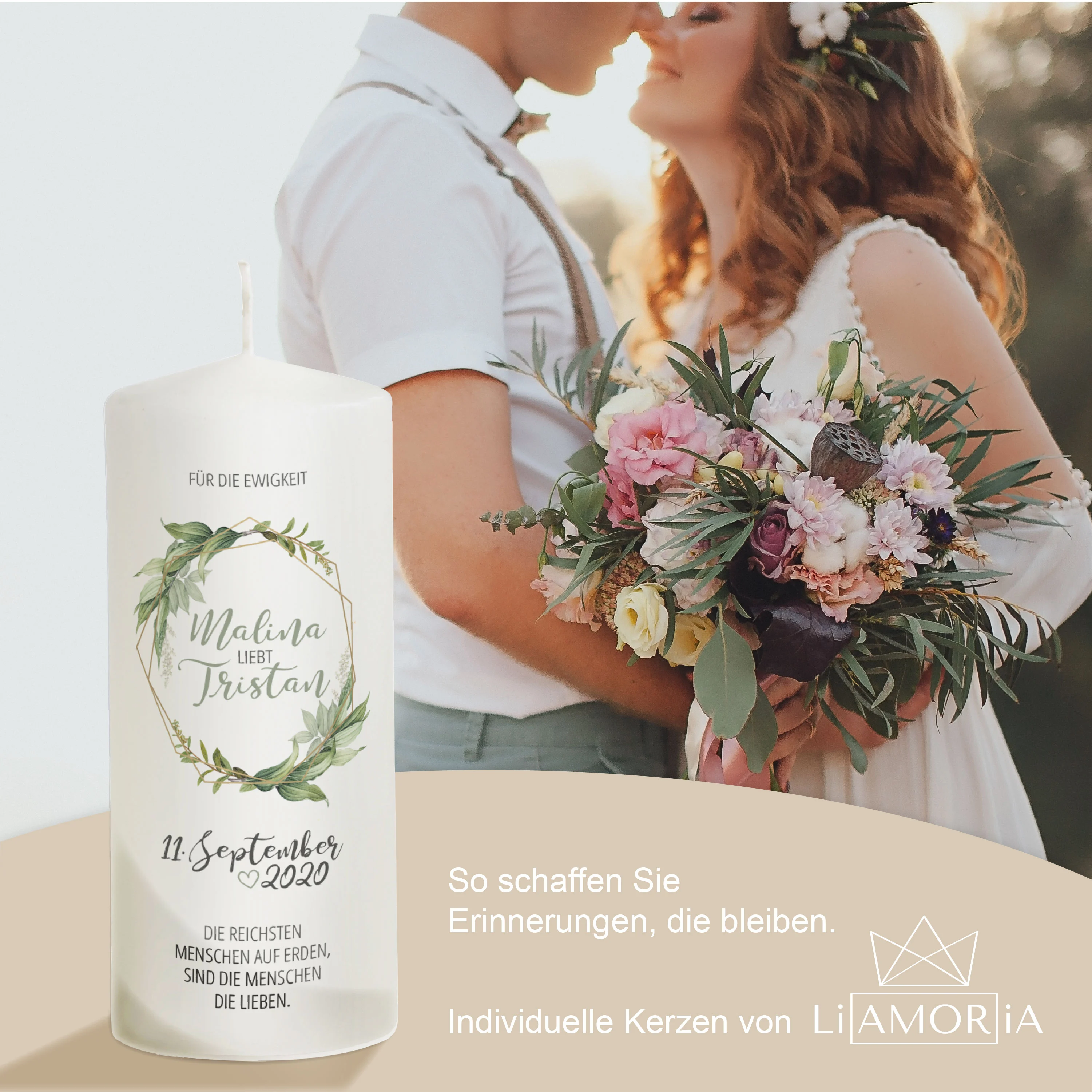 Hochzeitskerze Grün Modell "Für die Ewigkeit"