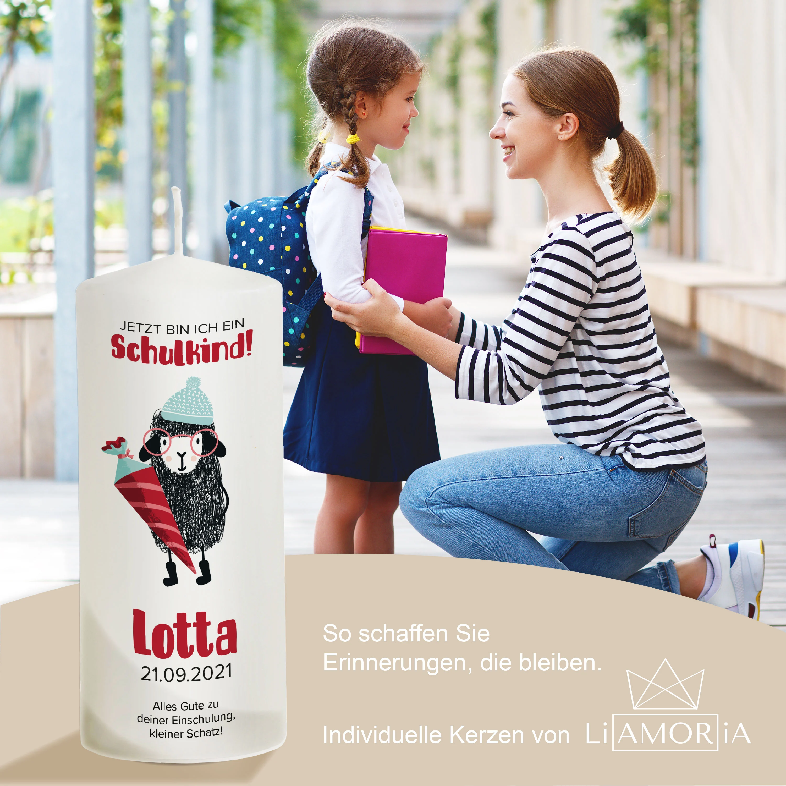 Einschulungskerze Schaf "Modell Lotta"